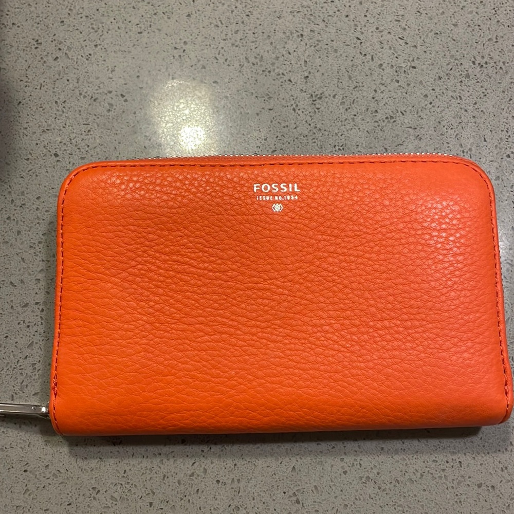 Fossil orange wallet